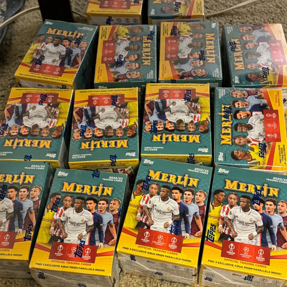 Lot of 14 Merlin 2022/23 Soccer Blasters (FRESH FROM CASE)
